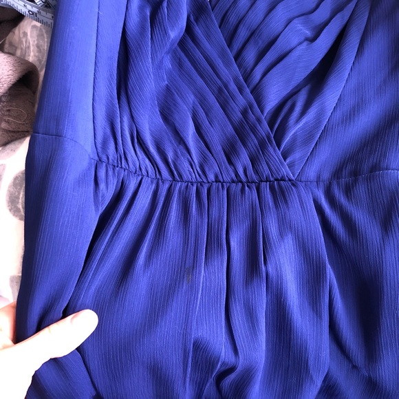 David’s Bridal Cobalt Blue Long Dress Beaded Strap - Picture 4 of 15